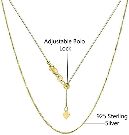 Savlano 925 Sterling Silver Italian 1.5mm Solid Snake Adjustable Bolo 14-24 Inch Chain Necklace For Women - Made in Italy Comes With a Gift Box