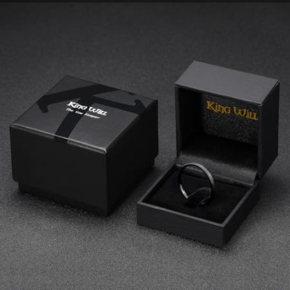 King Will Wedding Band for Men Women, 2/4/6/7/8mm Domed Matte Brushed Tungsten Carbide Rings, Solid/Dual Color Engagement Rings, Comfort Fit - color: Black-2mm