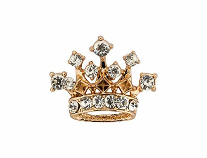 Knighthood Men's Golden Crown With Stone Detailing Lapel Pin/Brooch Golden