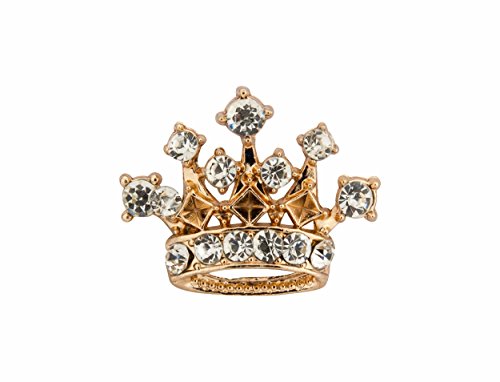 Knighthood Men's Golden Crown With Stone Detailing Lapel Pin/Brooch Golden