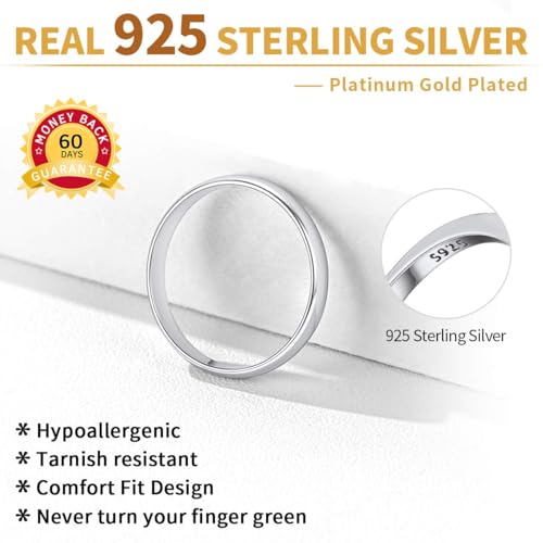 ChicSilver 2/3/5mm 925 Sterling Silver Ring Customizable Plain Dome High Polished Wedding Band Comfort Fit Size 4-12 - color: 3MM Silver