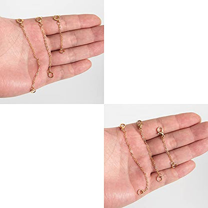 Softones 12-18Pcs Ankle Bracelets Extenders-Extension for Womens Jewelry(1 2 3 Inch),with Lobster Clasp and O-Clasp from Gold Silver Rose Gold - color: B:Gold 6-Lobster clasp 6-O-clasp