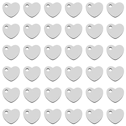 Ximalun 200 Pcs Stainless Steel Blank Heart Pendants Tiny Stamping Tag Flat Love Charm Small Dainty Pendants Metal Polished Love Heart Charms for Bracelet Necklace Jewelry DIY Craft Making(Silver)