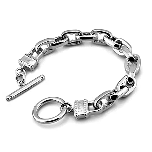 H&Beautimer Solid 925 Silver Bracelet Italian Handmade 0.35/0.4 Inch Box Chain Bracelet for Men's 7,7.5,8,8.5,9,9.5,10 Inch Hip Hop Style Jewelry - color: Oval, size: 9.5 inches