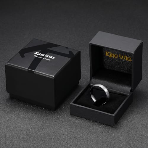 King Will Wedding Band for Men Women, 2/4/6/7/8mm Domed Matte Brushed Tungsten Carbide Rings, Solid/Dual Color Engagement Rings, Comfort Fit - color: Silver-6mm