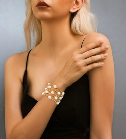 Elegance 11 designs 10mm Crystal White Pearl Blessing Bracelet - style: style-5pcs