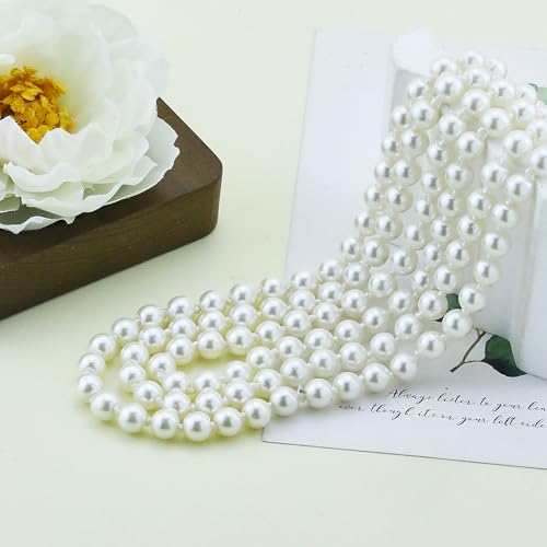 Pearl Necklaces for Women 60'' 70" Long Pearl Necklace 15.75'' Pearl Choker Necklace Chunky Bead Layered Faux Pearl Dangle Wedding Bridal 1920s Gatsby Christmas Costume Jewelry Gifts - color: Cream White-60''