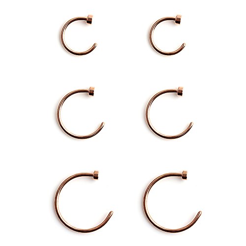 6-18pcs 18 Gauge Stainless Steel Body Jewelry Piercing Earrings Lip Nose Hoop Ring Unisex 6mm 8mm 10mm - color: 6PCS - Rose Gold