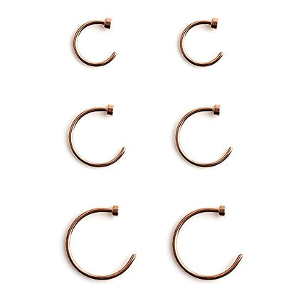 6-18pcs 18 Gauge Stainless Steel Body Jewelry Piercing Earrings Lip Nose Hoop Ring Unisex 6mm 8mm 10mm - color: 6PCS - Rose Gold