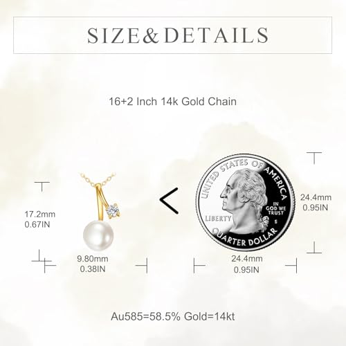 KECHO 14k Gold Pearl Necklace for Women, Freshwater Pearl Pendant Jewelry Wedding Anniversary Birthday Gifts for Her - style: B-Pearl Necklace