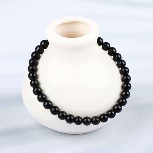 LPBeads Handmade Natural Gemstone Stretch Elastic Bracelet Healing Crystal Round Stone Beads Jewelry Gifts for Women Men - color: Black Obsidian, size: 6mm