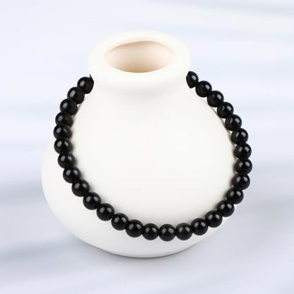 LPBeads Handmade Natural Gemstone Stretch Elastic Bracelet Healing Crystal Round Stone Beads Jewelry Gifts for Women Men - color: Black Obsidian, size: 6mm