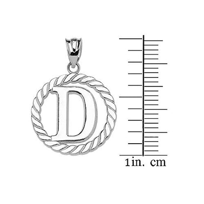 Claddagh Gold Fine 925 Sterling Silver Personalized Initial A-Z Roped Circle Charm Pendant - style: D