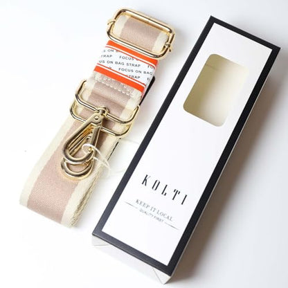 Kolti Purse Strap Replacement Crossbody Handbag Stripe Wide Adjustable - color: Gold Buckle-385
