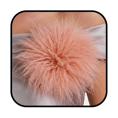 Feather Flower Brooch Pin & Hair Clip 2-in-1, Oversized Floral Lapel Pin for Women Men, Elegant Corsage Fascinator for Suit, Dress & Hat, Wedding, Party, Dance, Banquet & Costume Jewelry - color: Pink Brown
