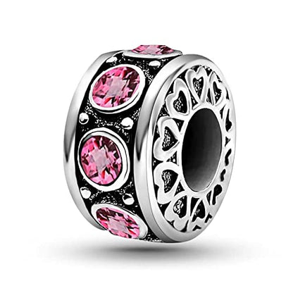 KunBead January-December Birthstone Birthday Heart Bead Charms Compatible with Pandora Bracelet for Mom Daughter Grandma Granddaughter Nana Auntie Wife Sister Best Friend - color: OCT