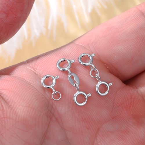 925 Sterling Silver Lobster Clasp for DIY Necklace Bracelet Jewelry Making, Double Spring Clasp with Closed Jump Rings, Necklace Extender Clasp Connector Bracelet Extension (Style 1) - style: Style 1