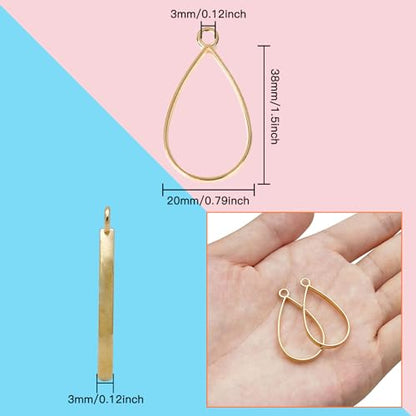 Oubaka Open Bezels for Resin,50pcs Open Bezel Pendants Opens Frame Pendant Hollow Frame Pendants Resin Craft Bezels for Resins Casting,Necklaces Earrings Making Supplies(K Gold,Teardrop) - color: K Gold;Teardrop