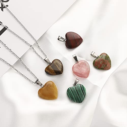 Lezam 24 Pieces Healing Crystal Heart Moon Cross Shaped Pendants Necklace Charms for DIY Jewelry Making Natural Quartz Stones Chakra Love Beads Bulk - color: 24Pcs-A