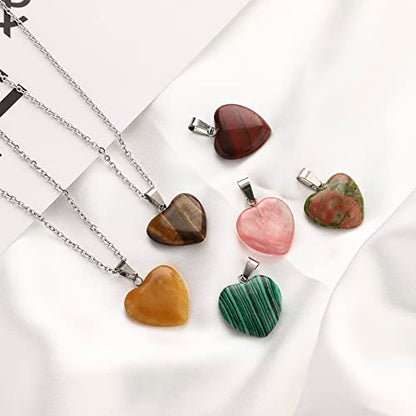 Lezam 24 Pieces Healing Crystal Heart Moon Cross Shaped Pendants Necklace Charms for DIY Jewelry Making Natural Quartz Stones Chakra Love Beads Bulk - color: 24Pcs-A