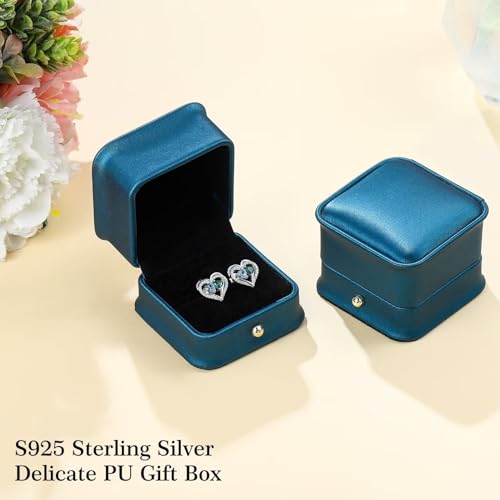Heart Earrings for Women - Birthstone Earrings | 925 Sterling Silver, Stud Earrings, Gift Box Packaging, Anniversary Birthday Gifts for Women Wife Girlfriend Mom - color: 01-03-Jan-Mar Birthstone