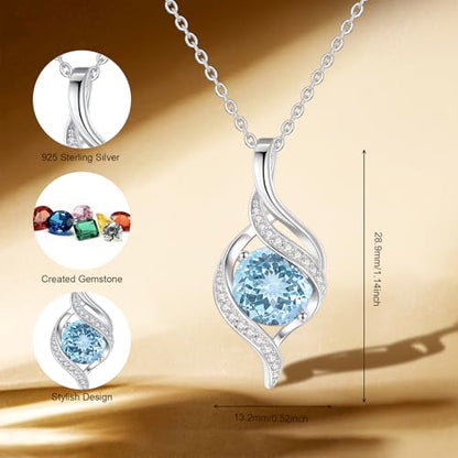 FANCIME Birthstone Necklace for Women Jewelry Gift for Her | Infinity Love Pendant Sterling Silver, Birthday Gift for Women, Adjustable 16+2" - color: 03 - Created Aquamarine