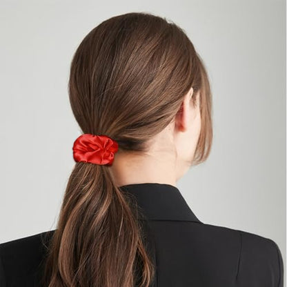 16 Pcs Satin Scrunchies Bridesmaid Proposal Gifts Hair Ties Scrunchies for Women Girls Bachelorette Party Favors (red) - color: red