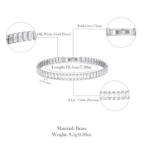 HZMAN Crystal Necklace Bracelet Jewelry Set for Women Dainty Rhinestone Choker Necklace Tennis Bracelet Cubic Zirconia Bridal Wedding Jewelry - color: Silver