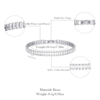 HZMAN Crystal Necklace Bracelet Jewelry Set for Women Dainty Rhinestone Choker Necklace Tennis Bracelet Cubic Zirconia Bridal Wedding Jewelry - color: Silver