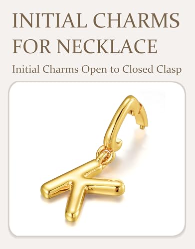 OVRUNS Initial Charm for Women Letter Bracelet Necklace Charms With Clasp | Alloy,nickel,safe for sensitive skin,Pendant with install clasp,fits bracelets with necklaces,great for gift - color: Gold, style: Letter K
