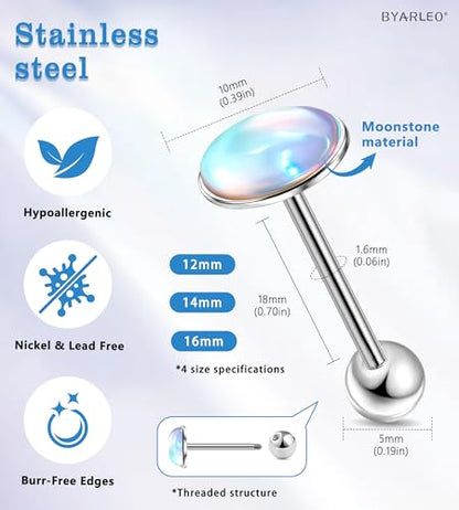 Surgical Steel Tongue Ring Straight Barbell Body Piercing for Women | Hypoallergenic for Women & Men F136 Implant Grade Pure Titanium for Sensitive , Waterproof and Non-Tarnish
