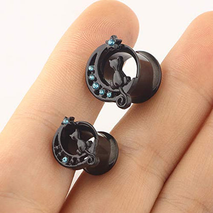 TIANCI FBYJS Stainless Steel Zircon Ear Tunnels Earrings Guages Piercing Plugs Stretcher Gauges for Women Men - style: 14mm=9/16''