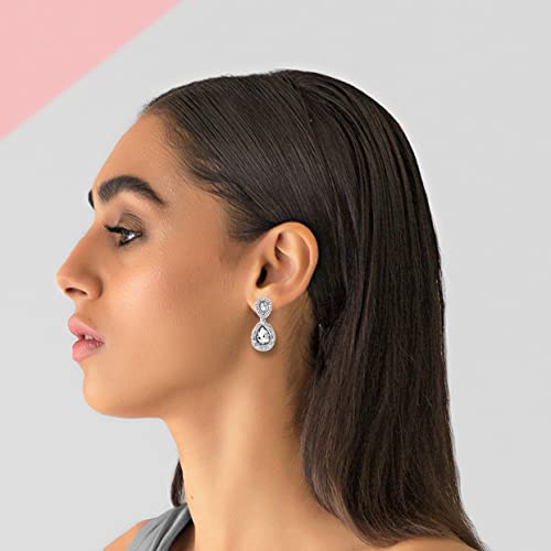 Spinningdaisy Clip On Earrings for Women | Non Pierced Earrings for Wedding - color: Tear Drop Clear