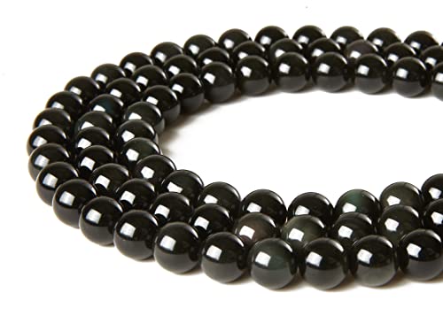 100pcs 6mm Black Obsidian Beads Natural Gemstone Beads Round Loose Beads for Jewelry Making - color: Black Obsidian, size: 6mm