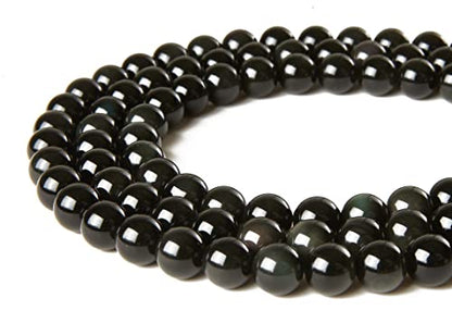 100pcs 8mm Black Obsidian Beads Natural Gemstone Beads Round Loose Beads for Jewelry Making - color: Black Obsidian, size: 8mm