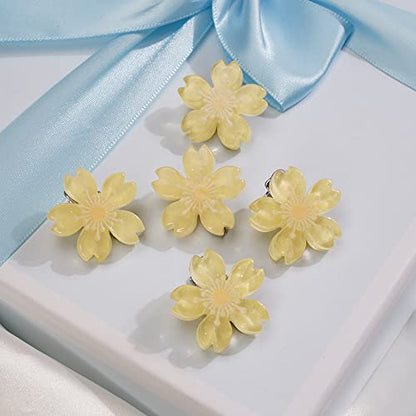 Jumwrit Flower Hair Clips Cute Snap Hair Clips Hawaii Flower Hair Clip 5PCS Hair Barrettes for Women Girls Flower Hair Accessories Clips（Yellow）