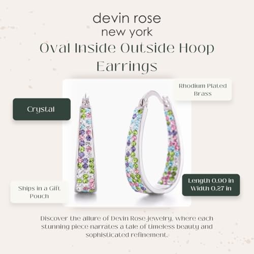 Devin Rose Oval Inside Outside Hoop Earrings for Women Faceted Sparkle Crystals - color: Multi