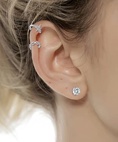 4-10 Pairs Stainless Steel Ear Cuff Helix Cartilage Clip On Wrap Earrings Fake Nose Ring Non-Piercing Adjustable - color: A7:10Pairs, Silver Tone