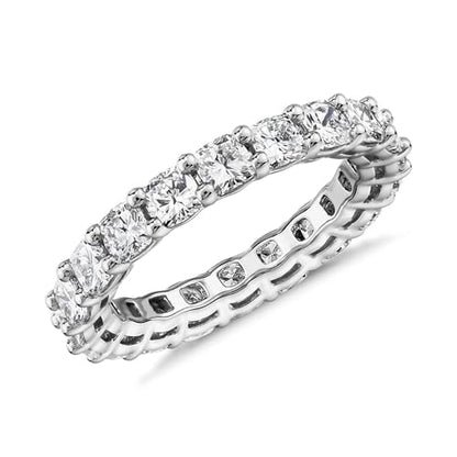 PAVOI 14K Gold Plated Eternity Ring for Women, Stackable Love Wedding Band | Square-Cut Cubic Zirconia Rings, Hypoallergenic Gold Wedding Bands - color: White Gold