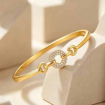hotoo Gold Plated Bangle Bracelet for Women - style: O-Ring (Gold)