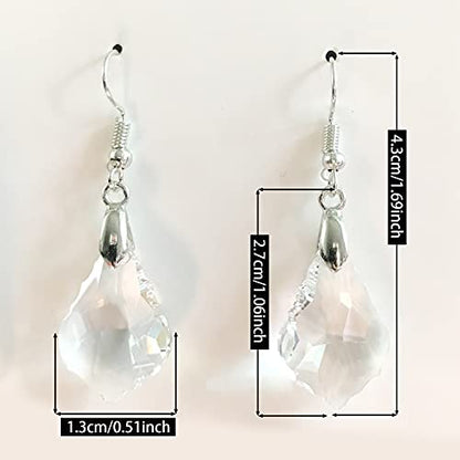 Unique Sparkly Multi-color Crystal Teardrop Dangle Drop Earrings Rainbow Crystal Geometry Earrings for Women Statement Chic Charm Jewelry Gifts - color: White
