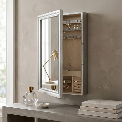 Hives and Honey Jamie Jewelry Storage Mirror Frame, Silver - color: Silver