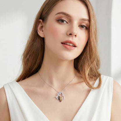 Heart Animal Necklace 925 Sterling Silver Cute Animal Pendant Jewelry Birthday Gifts for Women Girlfriend Mom Animal Lovers - style: 1-5 Three Cat