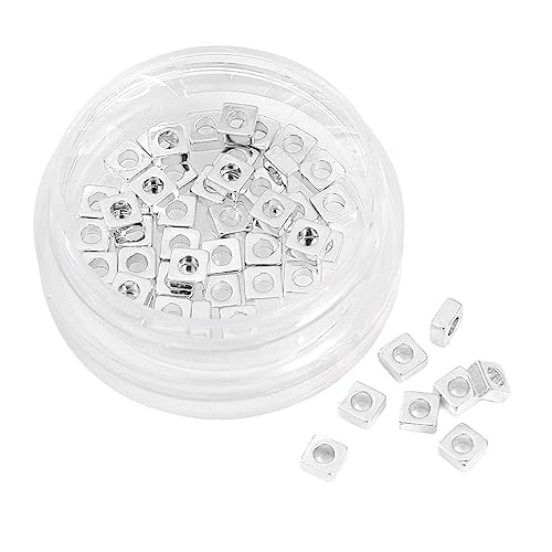 Silver Plated Square Spacer Beads 3x1.5mm 50pcs for Jewelry Making Findings Non Tarnish - color: Silver, size: 3x1.5mm Square
