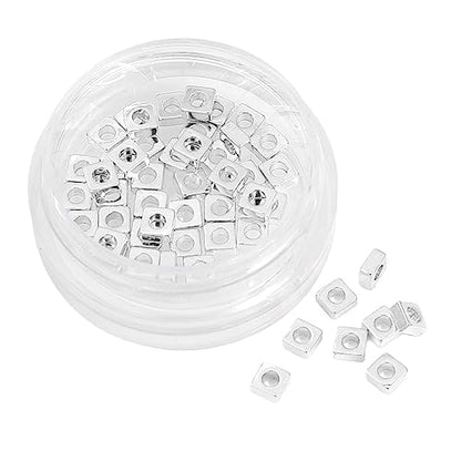 Silver Plated Square Spacer Beads 3x1.5mm 50pcs for Jewelry Making Findings Non Tarnish - color: Silver, size: 3x1.5mm Square