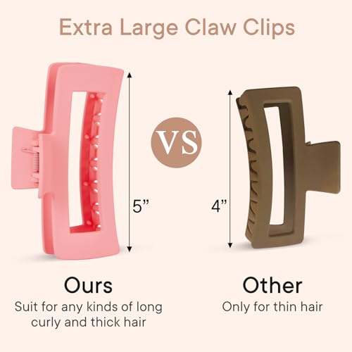 MINMUNJIU 4 Pack Extra Large Matte Non-Slip Jumbo Claw Clips for Long Curly Hair - Hair Accessories for Women and Girls - color: Style 4