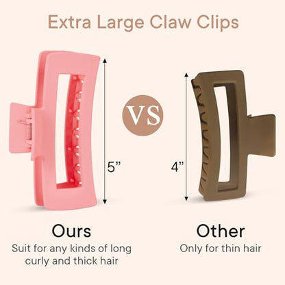 MINMUNJIU 4 Pack Extra Large Matte Non-Slip Jumbo Claw Clips for Long Curly Hair - Hair Accessories for Women and Girls - color: Style 4