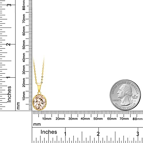 Gem Stone King 11X9MM Oval Gemstone Birthstone Pendant Necklace | 925 Sterling Silver | Solitaire Necklace For Women | With 18 Inch Chain | Fine Jewelry Gifts for Mom Women Wife Her - color: Morganite-October