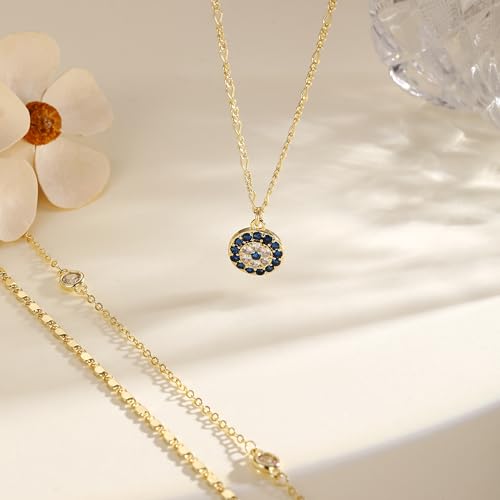 Gold Necklace for Women 14K Gold Plated Layered Necklaces Dainty Pendant Necklace Cute Stack Necklaces Set Fashion Jewelry Gift for Her - style: circle3-gd