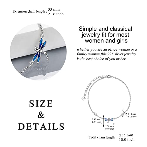YAFEINI Anklet Bracelets for Women Girls Sterling Silver Hummingbird/Dragonfly/Butterfly Link Chain Anklets Jewelry Gifts - color: Dragonfly anklets